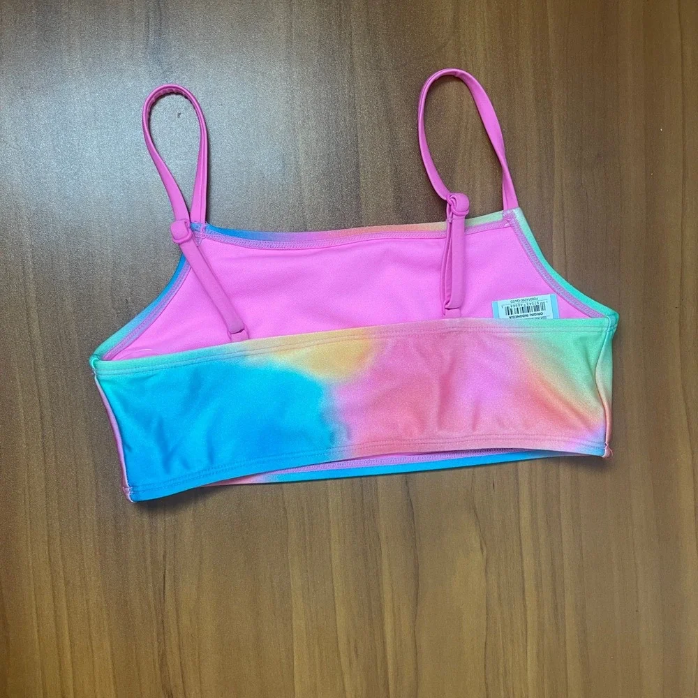 Cat & Jack Girls Rainbow Tie Dye 2-Piece Swimsuit UPF 50+ Large Size 10/12